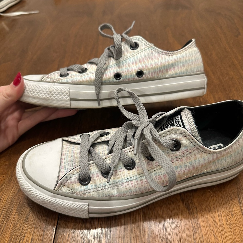 Converse Allstar Sneakers, Iridescent Rainbow Pattern, Size 6 Women’s, 4 Kid’s